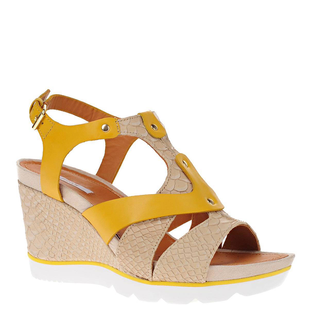 Geox sandalen met sleehak ISCHIA CORDA - Ecru