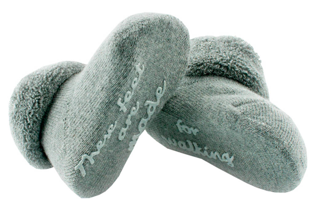BamBam newborn baby sokken These feet are made for walking, Grijs
