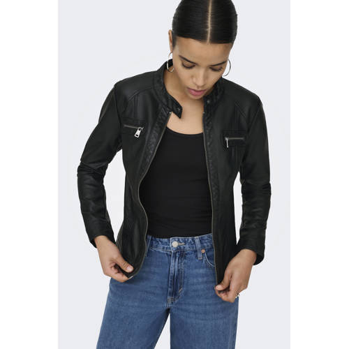 ONLY imitatieleren bikerjack ONLBANDIT zwart