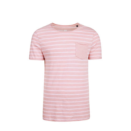 We Fashion Gestreept Slim Fit T Shirt Lichtroze we fashion kopen in de aanbieding