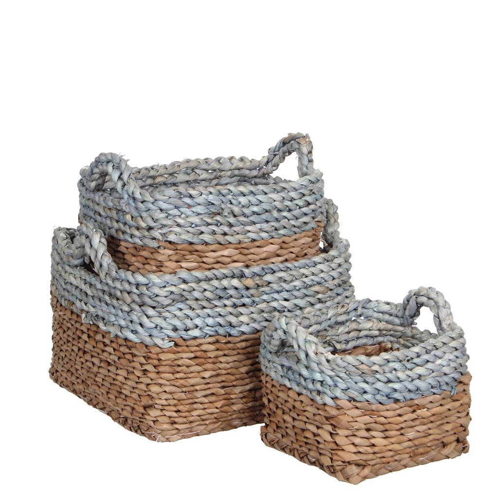 House of Seasons manden (set van 3), Bruin/blauw
