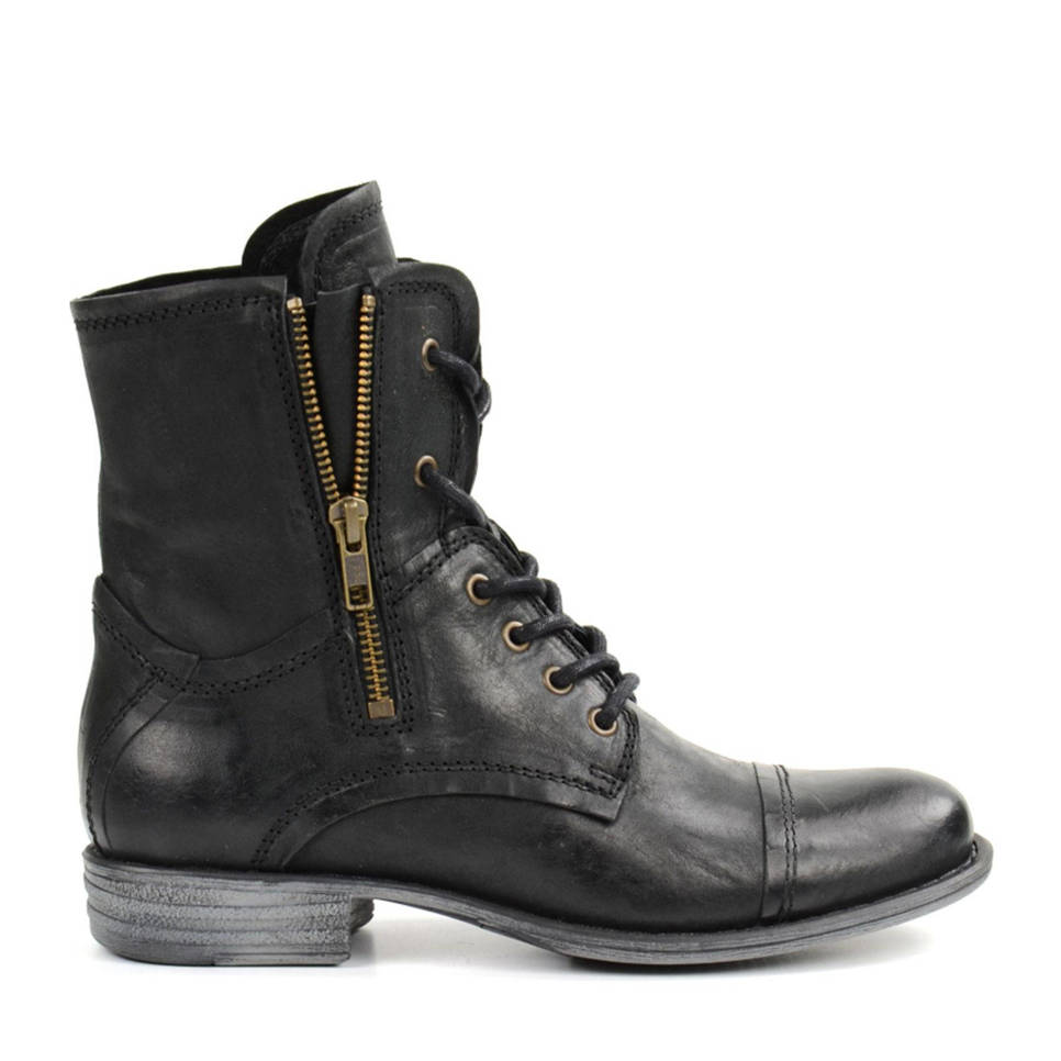 Sacha leren veterboots, Zwart