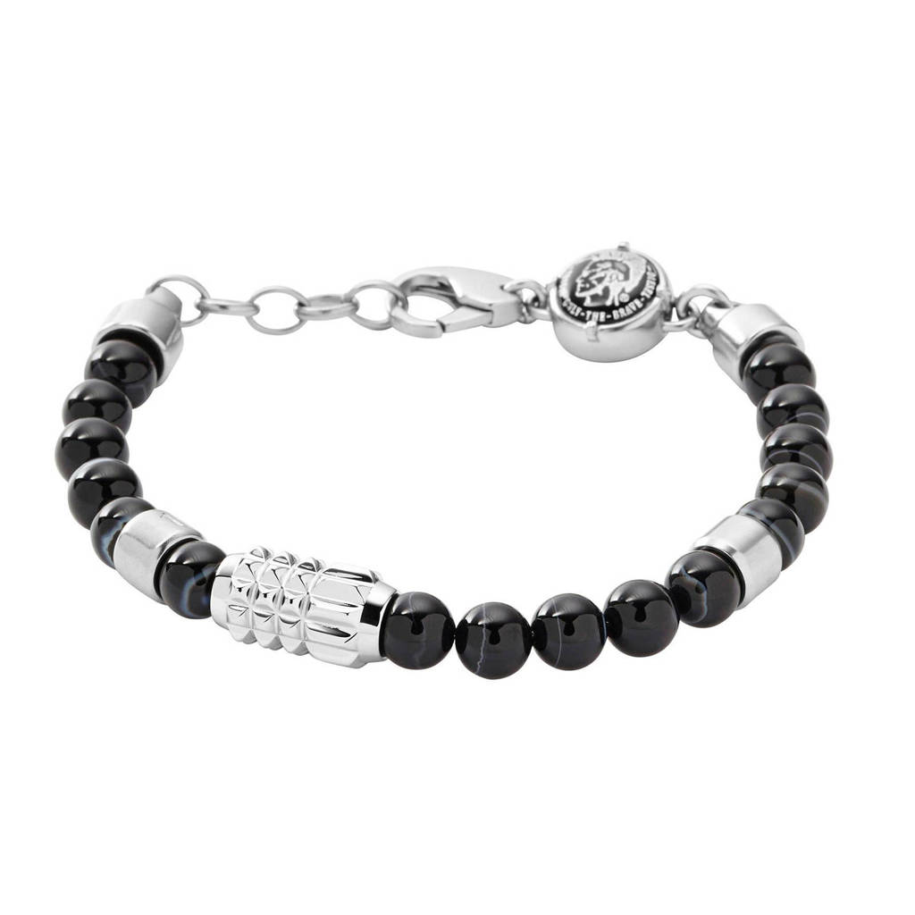 Diesel Beads Heren Armband DX0847040, Zwart, zilver