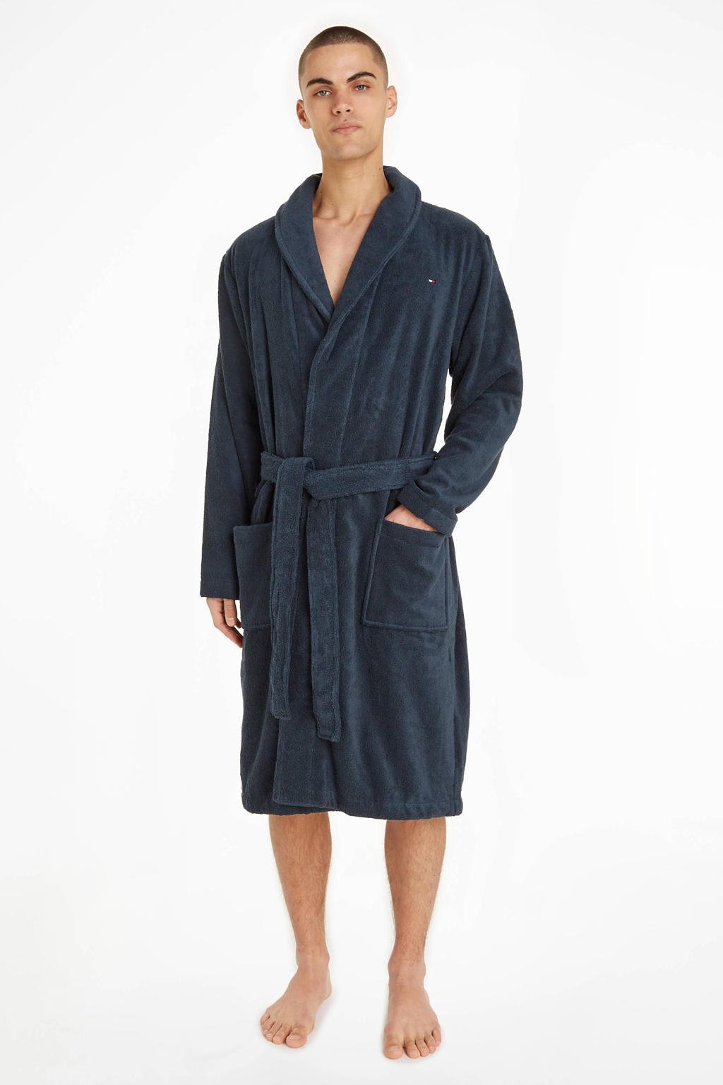 Tommy Hilfiger badstof badjas donkerblauw