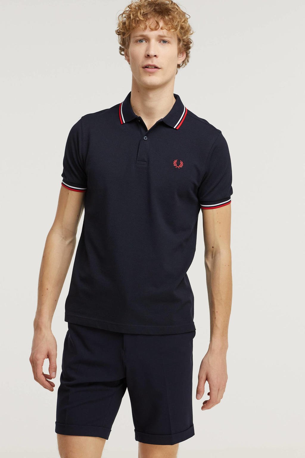 Fred Perry polo donkerblauw/wit/rood