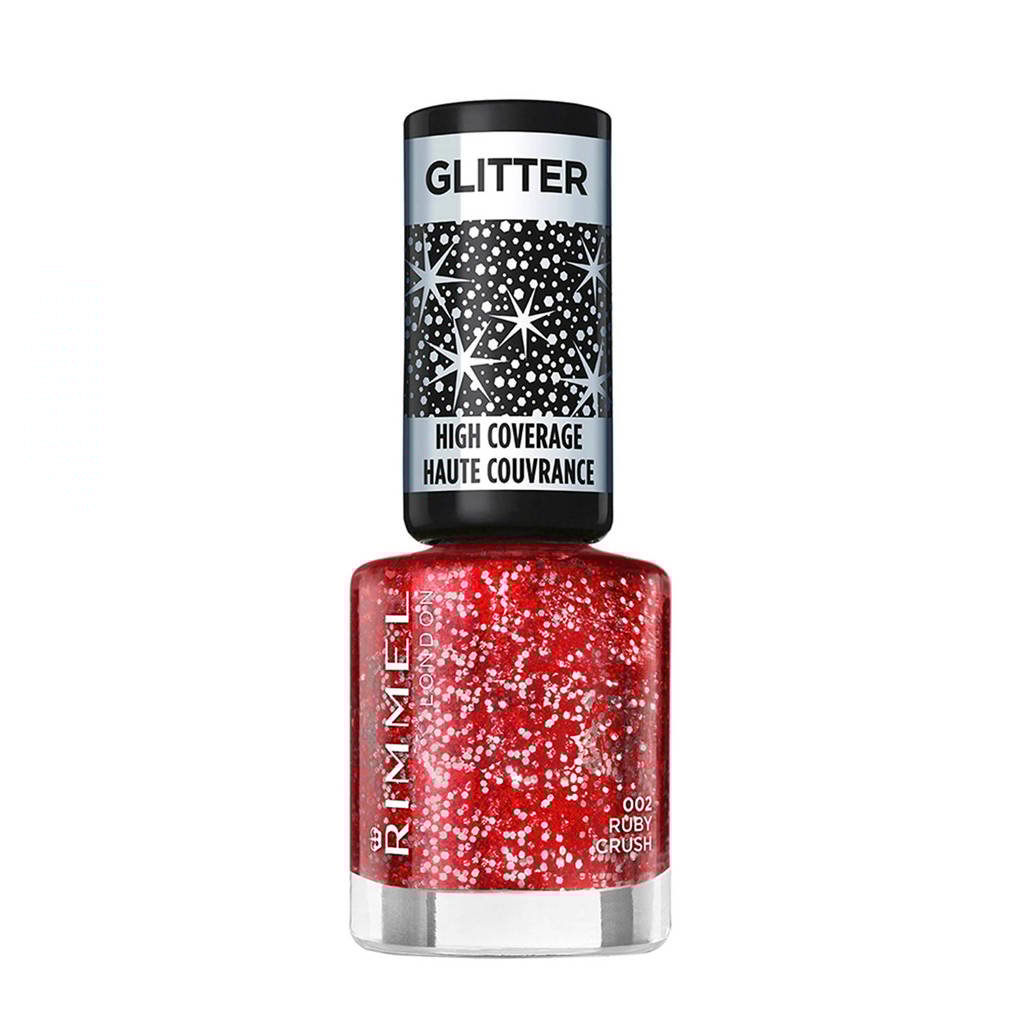 Rimmel London Glitter High Coverage nagellak - 2 Ruby Crush