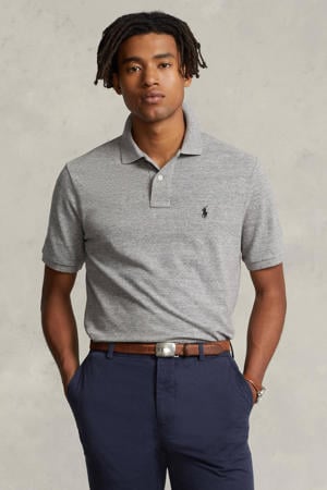 custom slim fit polo grijs