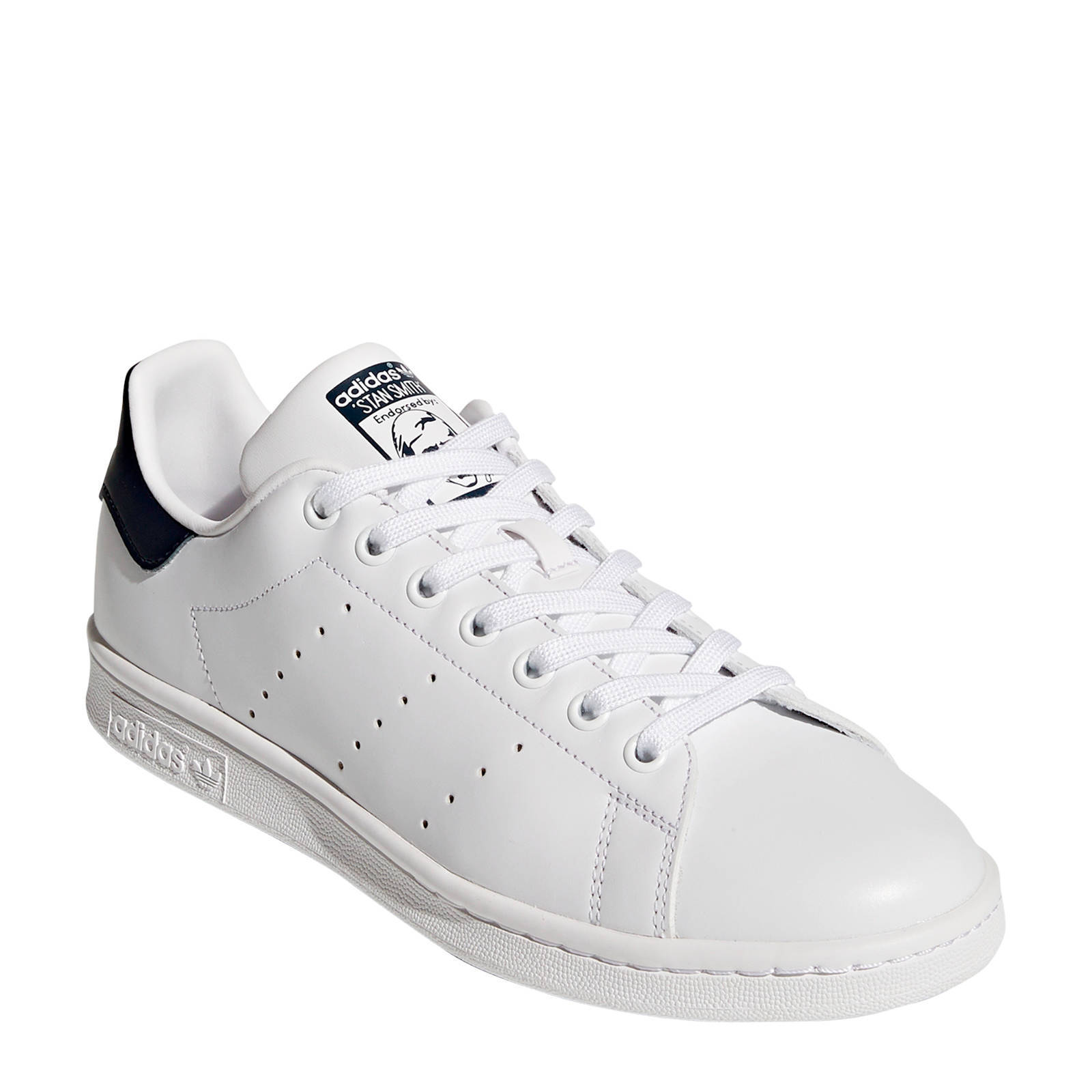 adidas Originals Stan Smith leren sneakers wit/donkerblauw | wehkamp
