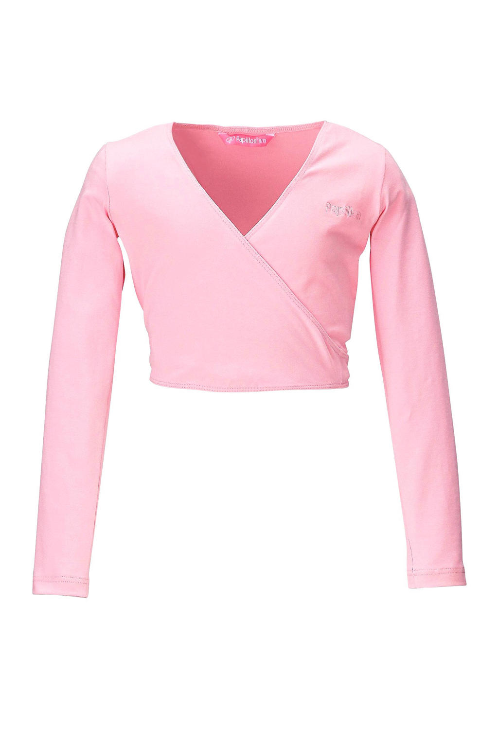 Roze meisjes Papillon sportvest van katoen met lange mouwen en V-hals