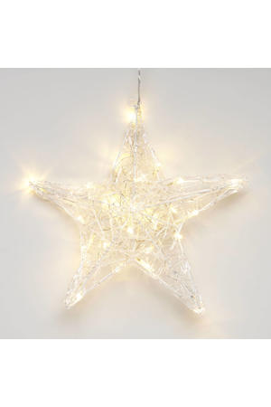 LED acryl 3D ster transparant/warmwit - 34x32 cm - 24 L - binnen - met stekker