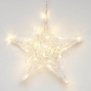 LED acryl 3D ster transparant/warmwit - 34x32 cm - 24 L - binnen - met stekker
