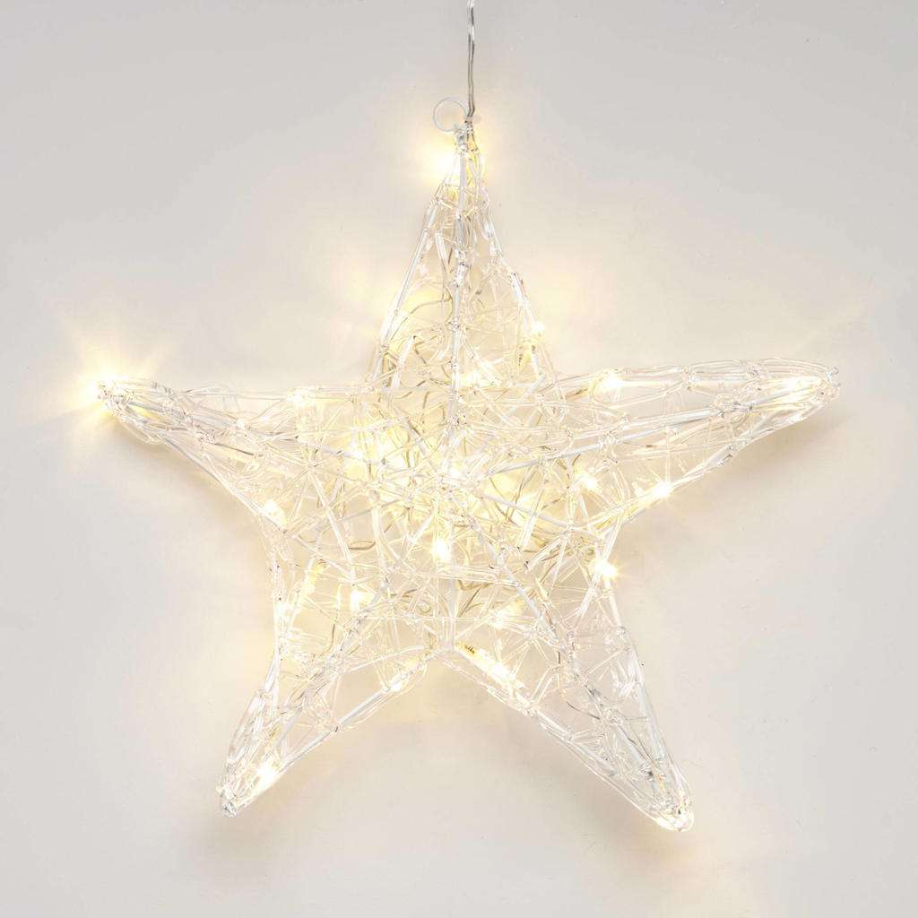 Konstsmide LED acryl 3D ster transparant/warmwit - 34x32 cm - 24 L - binnen - met stekker