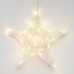 LED acryl 3D ster transparant/warmwit - 34x32 cm - 24 L - binnen - met stekker
