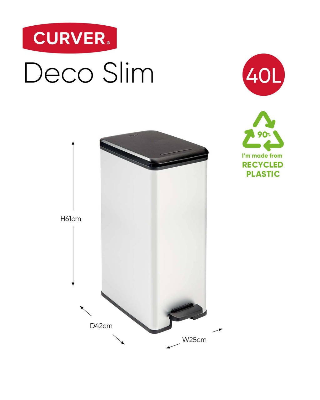 Trots schoner Naar boven Curver Slimbin 40 liter afvalbak Decobin (40 L) | wehkamp