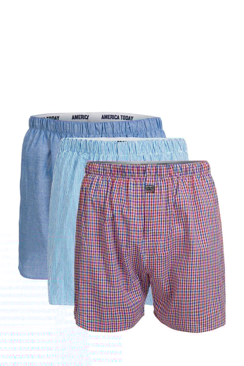 America Today boxershort (set van 3), Blauw/rood