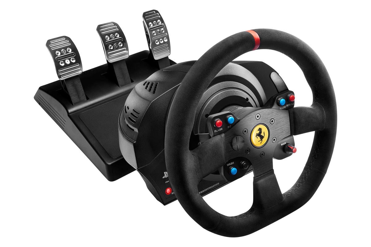Zeemeeuw elf Lastig Thrustmaster T300 Ferrari racestuur Alcantara met 3 pedalen (PS4/PS3/PC) |  wehkamp