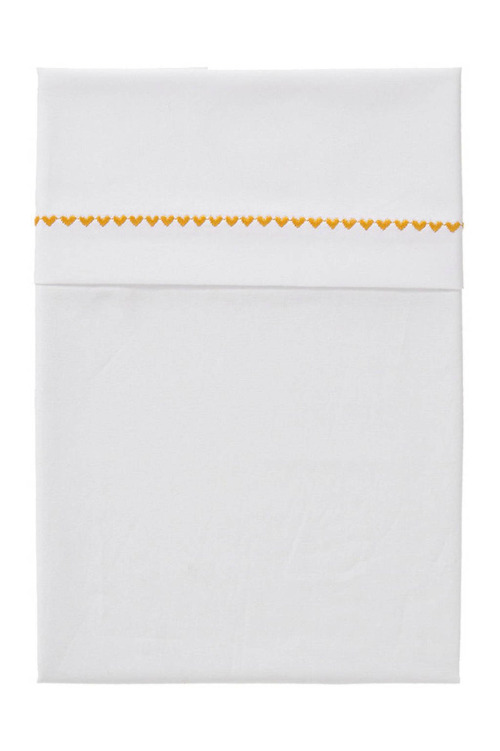 Cottonbaby Bolletjes wieglaken 75 x 90 cm wit/okergeel, 75x90