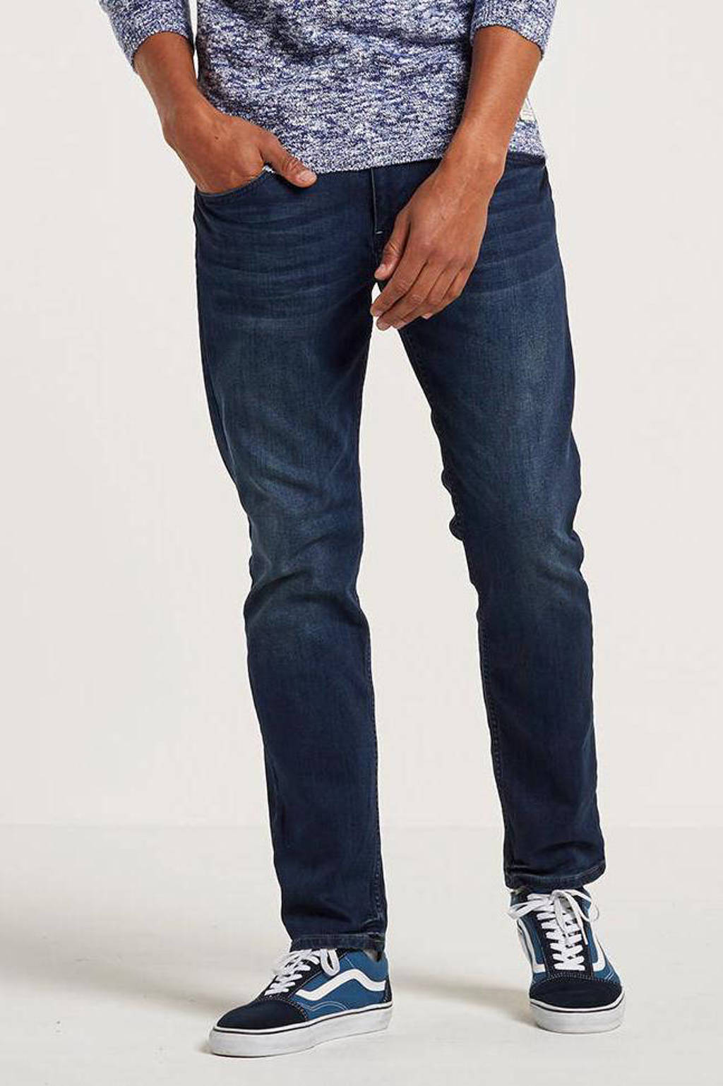 Petrol Industries tapered fit jeans Tymore met riem dark used, Dark used