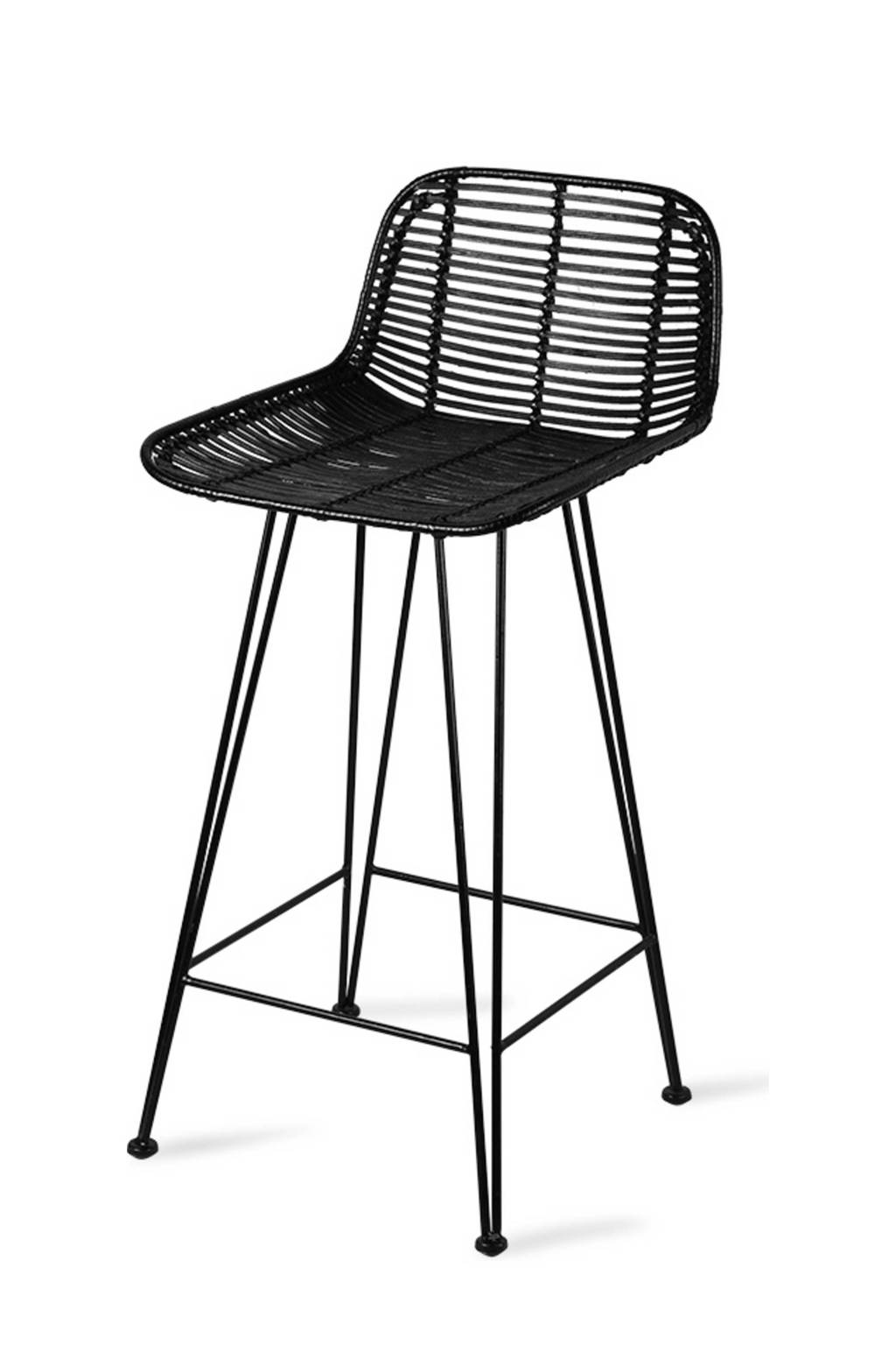 HKliving barkruk Rotan, Zwart
