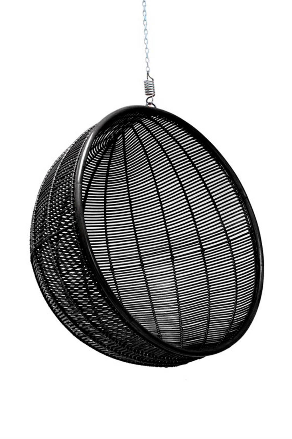 HKliving Rotan Bowl hangstoel, Zwart