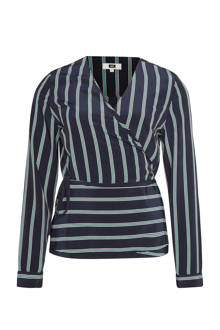 gestreepte wikkeltop marineblauw