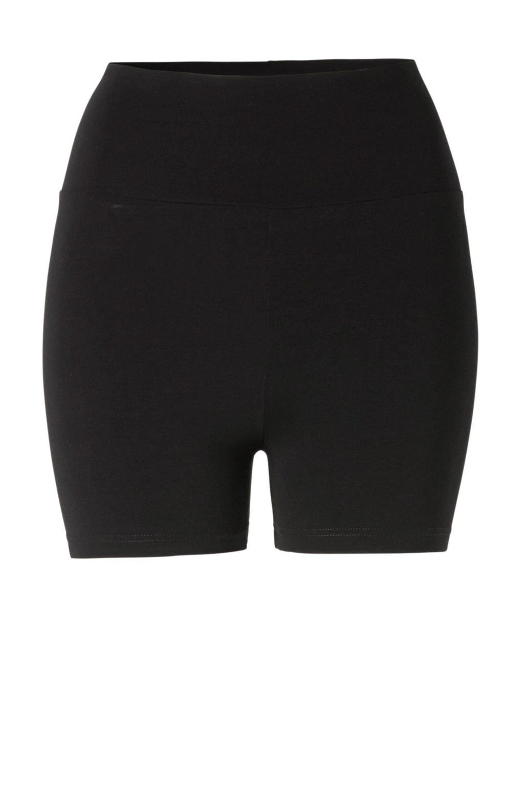 Zwarte dames Papillon sportshort van katoen met slim fit, regular waist, elastische tailleband en effen