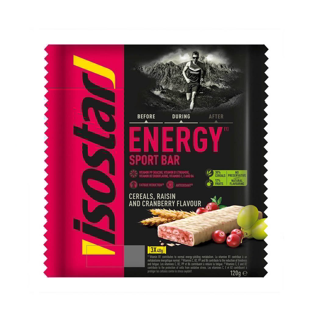 Isostar High Energy reep raisin craberry - 3 repen (3x40g)