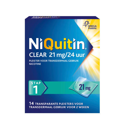 Niquitin Clear Pleisters 21Mg24Uur Stap 1 14 Stuks niquitin kopen in de aanbieding