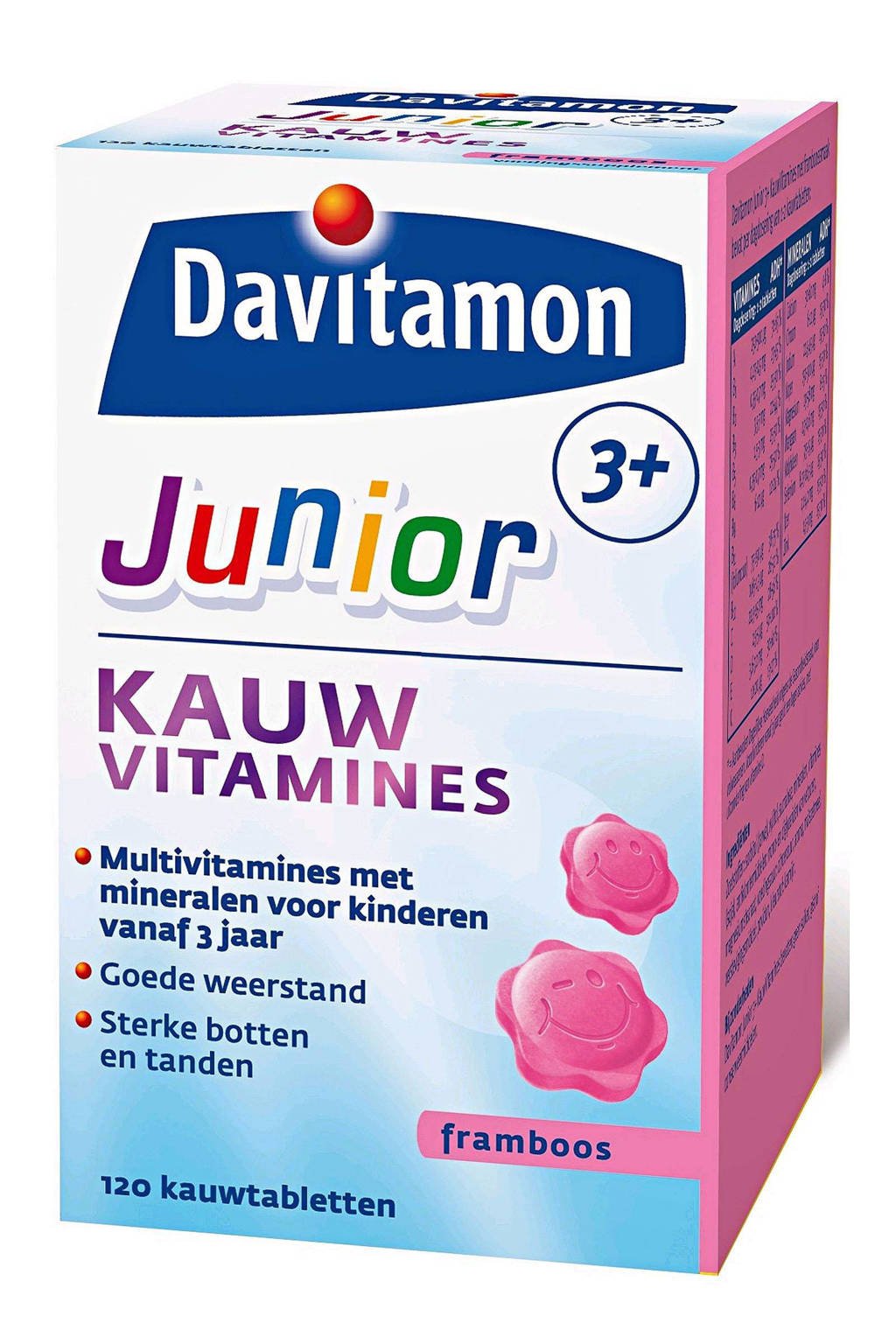Davitamon Junior 3+ Framboos - 120 kauwtabletten, 120 stuks