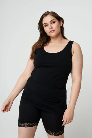 Plus Size cycling short met kant zwart