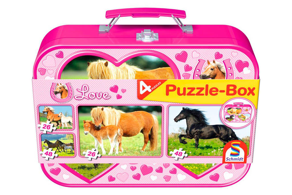 Schmidt paarden koffer legpuzzel 74 stukjes