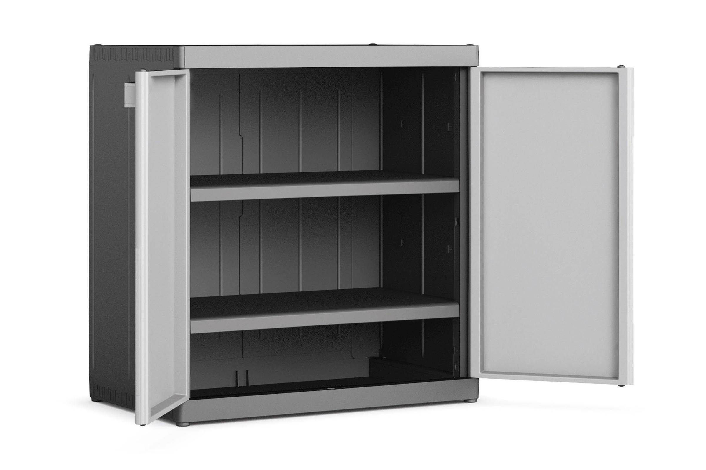 Kis Linear Kunststof Kast, Lichtgrijs/Zwart, 68x39x173 cm