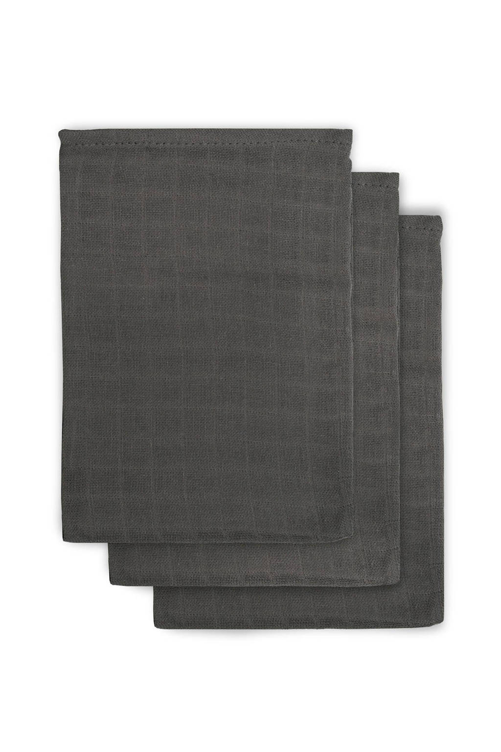 Jollein hydrofiel washandjes (3 stuks), Antraciet