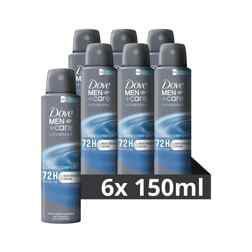 Dove Men+Care Advanced Clean Comfort Anti-Transpirant deodorant spray - 6 x 150 ml - voordeelverpakking