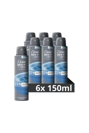Advanced Clean Comfort Anti-Transpirant deodorant spray - 6 x 150 ml - voordeelverpakking