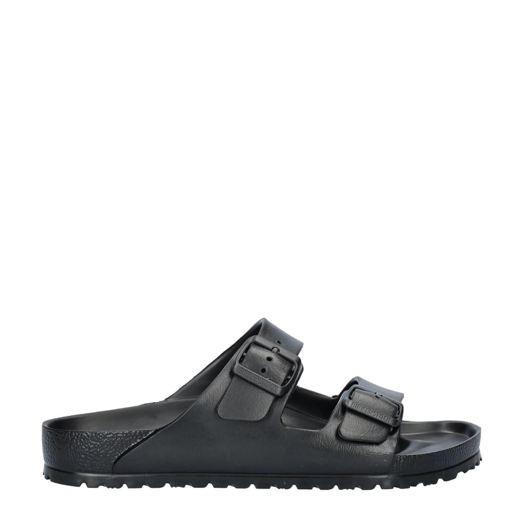 Zwarte heren Birkenstock slippers van imitatieleer