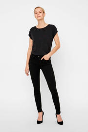 thumbnail: Zwarte dames VERO MODA mid waist skinny jeans VM stay black van denim met regular waist, rits- en knoopsluiting en effen