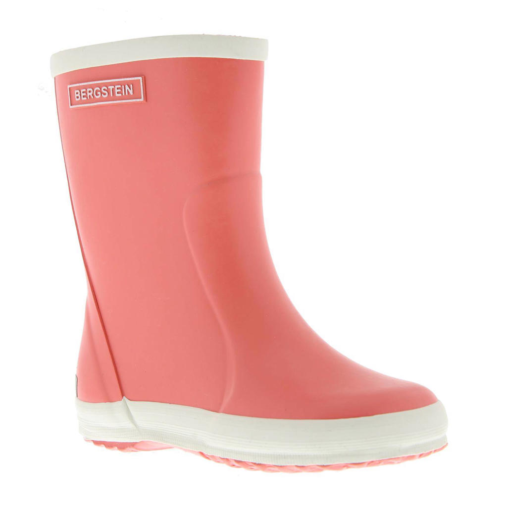 Oudroze en beige jongens en meisjes Bergstein regenlaarzen Koraalrood van rubber met effen