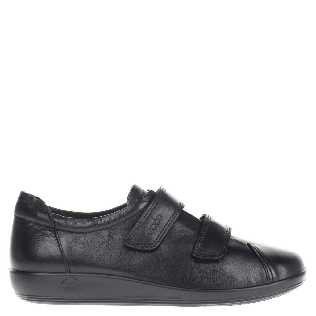 Zwarte dames Ecco Comfort Soft 2.0 leren klittenbandschoenen
