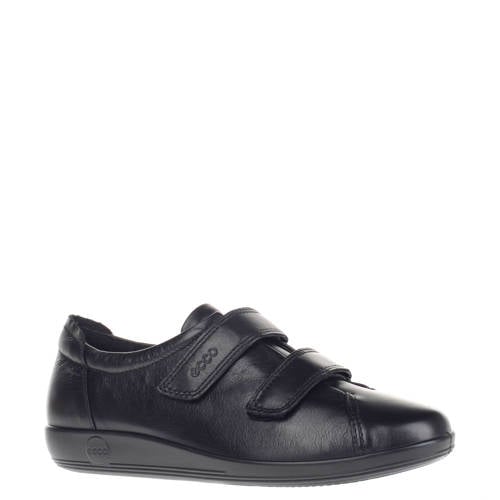 Ecco Comfort Soft 2.0 leren klittenbandschoenen zwart afbeelding