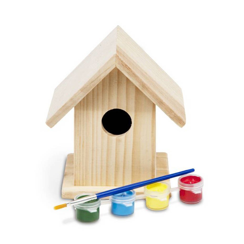 BS Toys houten schilderbaar vogelhuisje