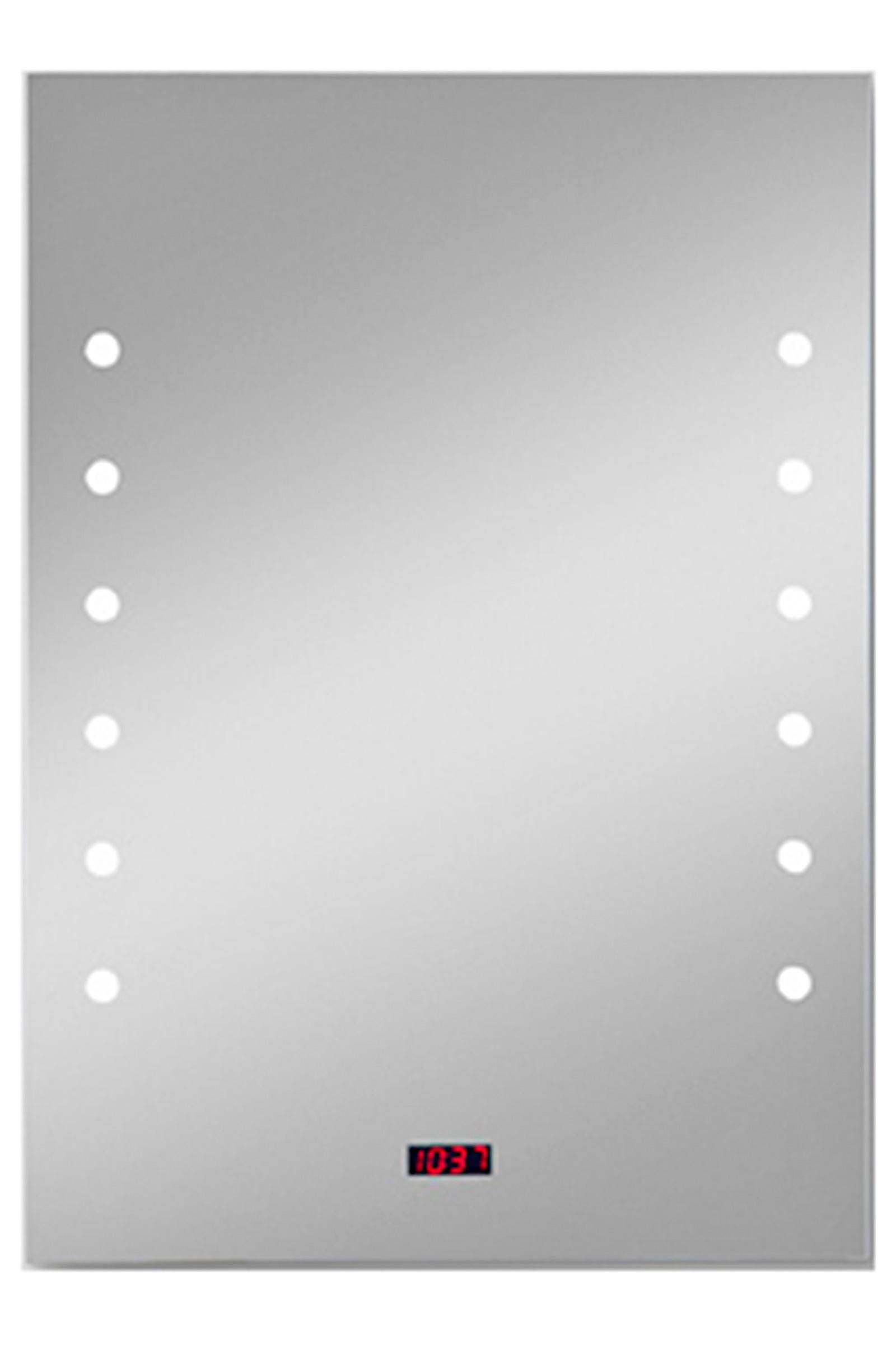 Monteur Streng Slaapkamer Plieger Basic spiegel met LED verlichting en klok 50x70cm met schakelaar -  Klokken.shop