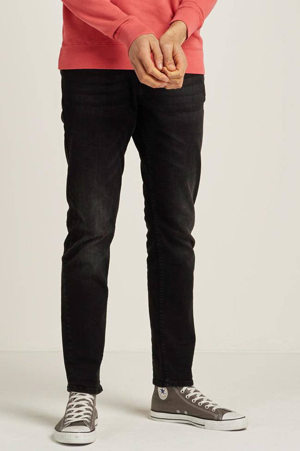 Petrol Industries tapered fit jeans Tymore met riem zwart denim, Zwart denim