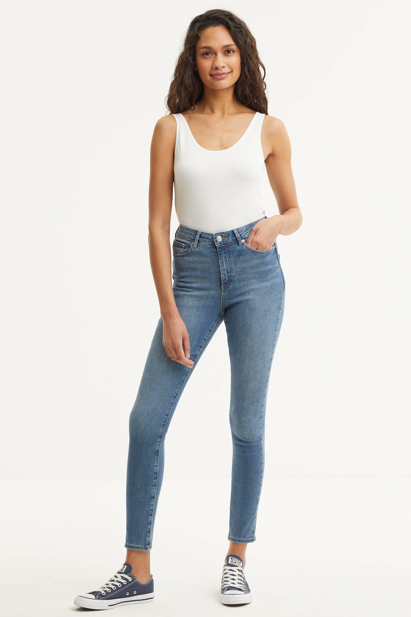 High waist skinny jeans VMSOPHIA medium blue denim wehkamp Dames Kleding Broeken & Jeans Jeans High Waisted Jeans 