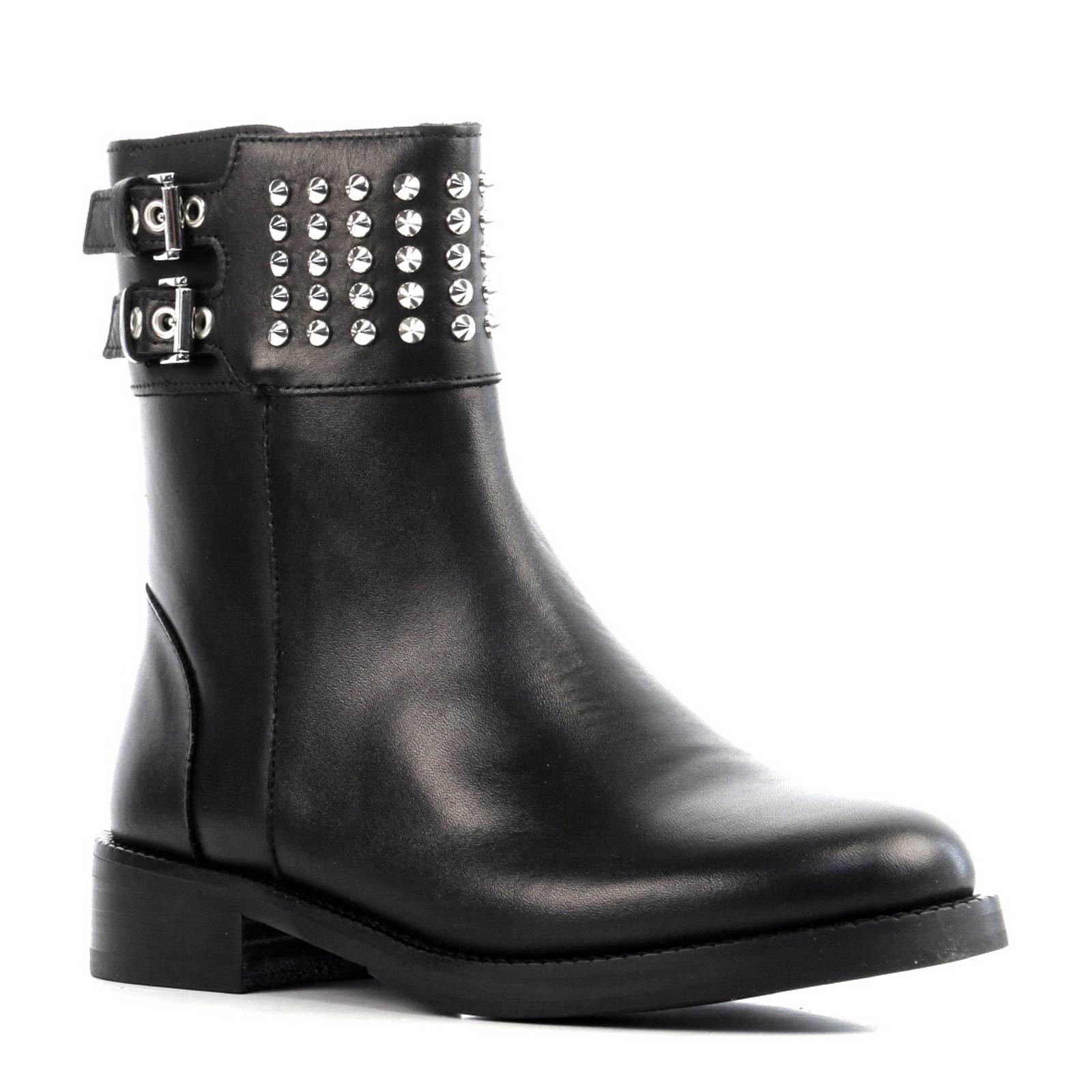 leren bikerboots met studs