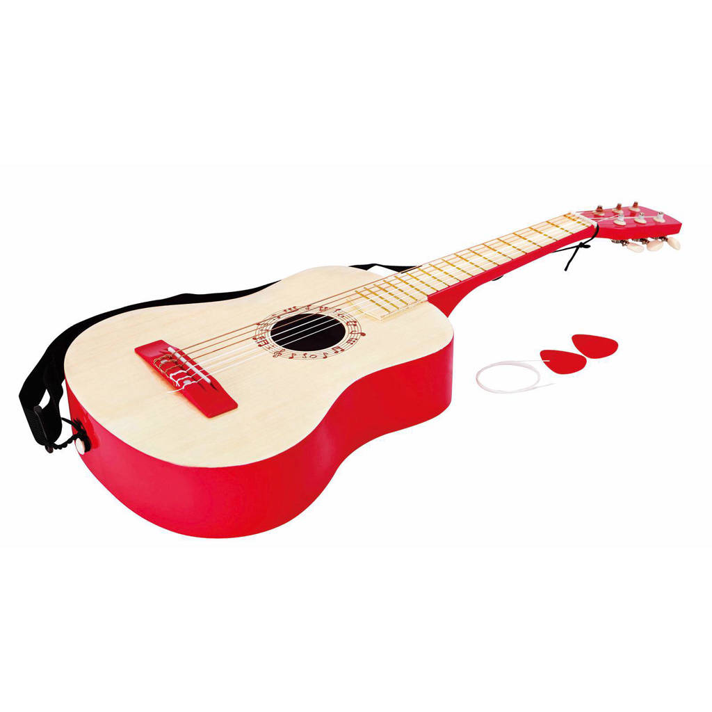 Hape houten gitaar rood wehkamp