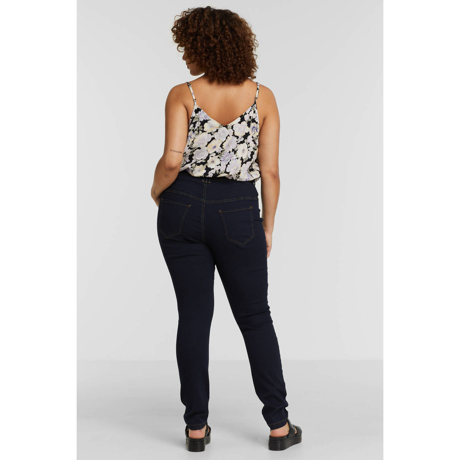 Zizzi high waist slim fit jeans Nille donkerblauw