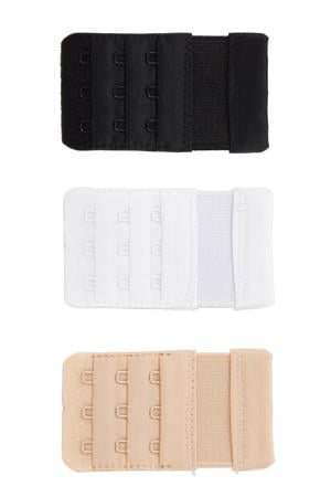 3-haaks bh verlengstuk Bra Extender (set van 3) zwart/wit/beige