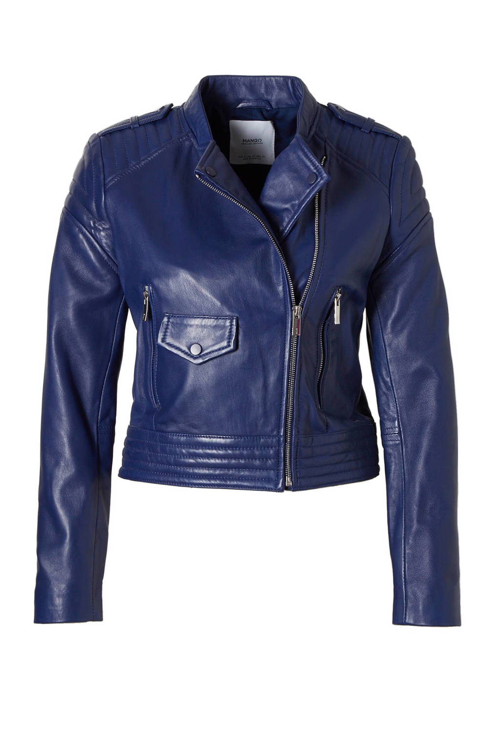Mango leren bikerjack, Blauw