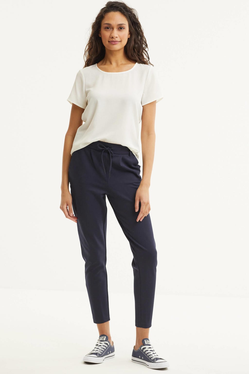 ONLY tapered fit broek ONLPOPTRASH donkerblauw regular